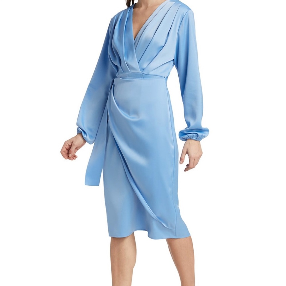 Wafy Satin wrap midi dress